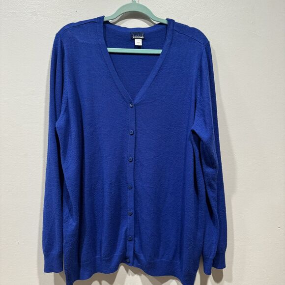 Basic Editions Cardigan Sweaters Set of 2 Knit Magenta Navy Long Sleeve Women 2X - Picture 6 of 12